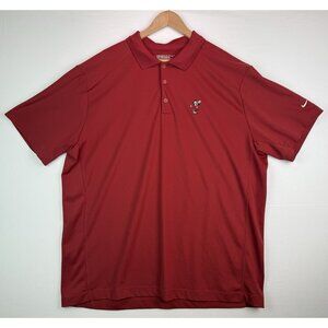 NIKE Golf Disney Parks Mickey Mouse Performance Polo Shirt‎ Red Embroidered  XXL